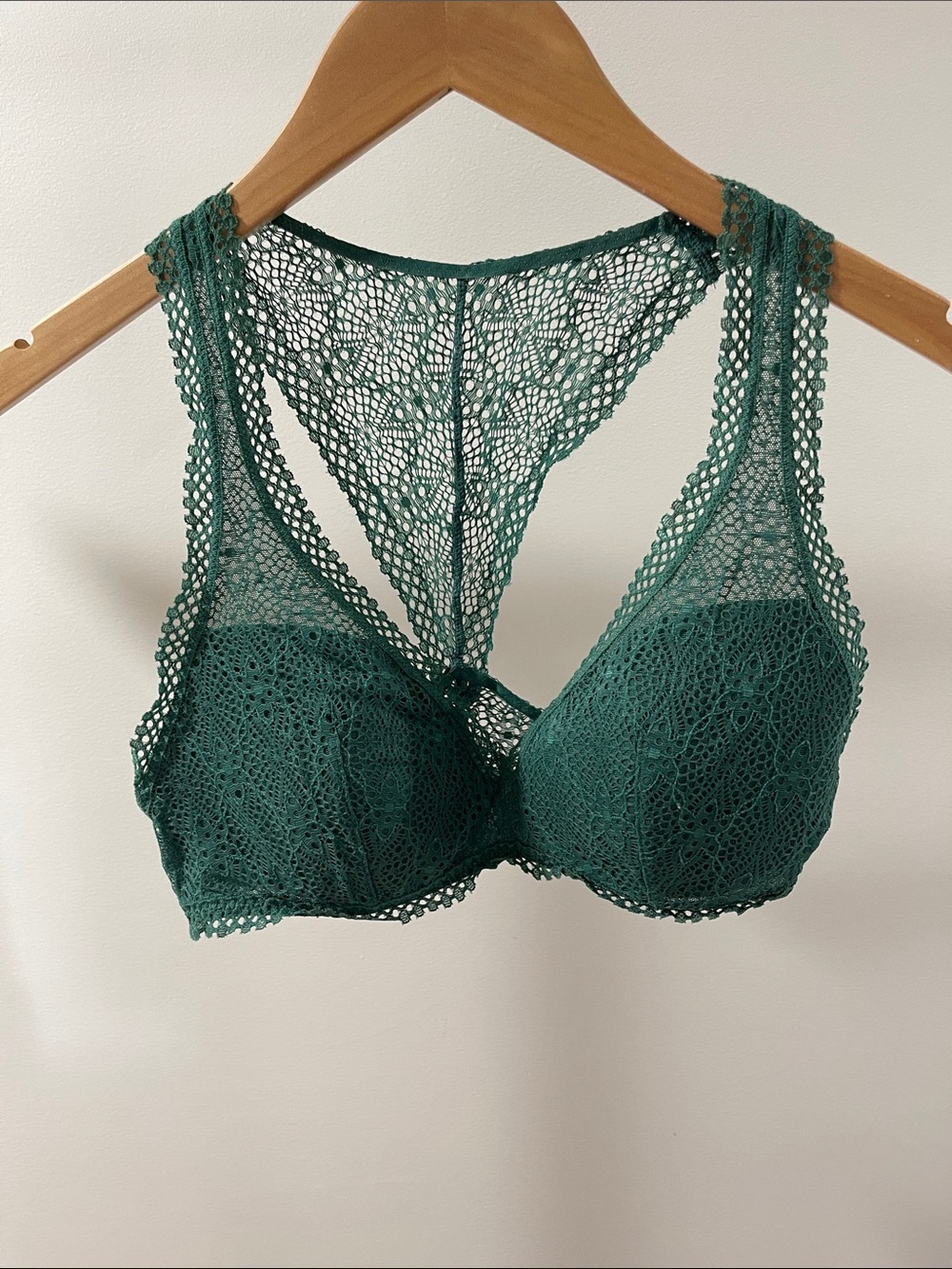 Victoria's Secret Green Crochet Lace Racerback Bralette